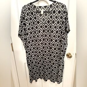 H&M beach coverup, black & white print XL